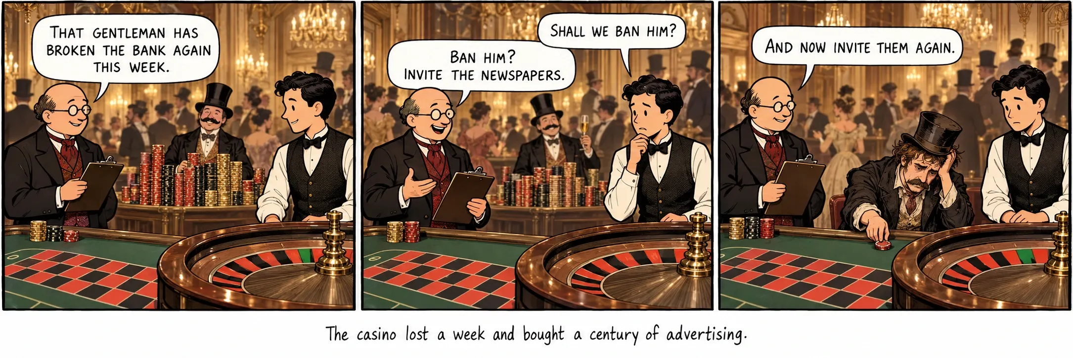O casino perdeu uma semana e comprou um século de publicidade.
